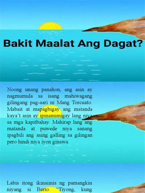 Tagalog text bakit maalat ang tubig sa dagat folktale